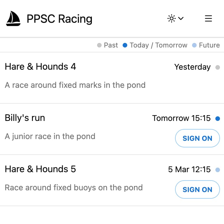 Dinghy Race App sailor view